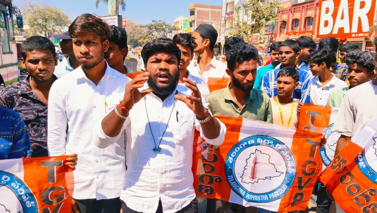 Burning effigy of Shri Chaitanya AGM Satish