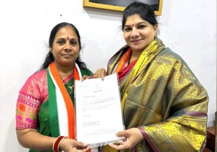 Gnaneshwari as Mahila Congress district president for the second time