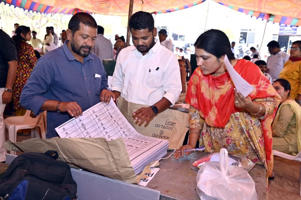 The district collector inspected the distribution of polling materials
