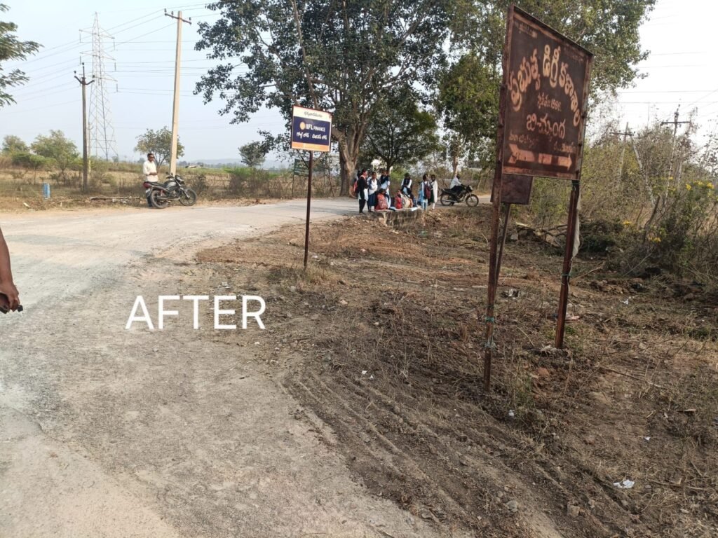 Police removed thorn bushes across the road