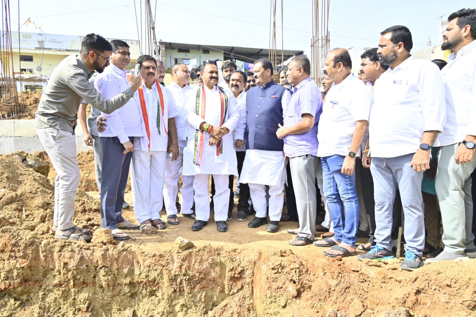 Mahesh Goud and Shabbir Ali inspect the work of Indore power substation
