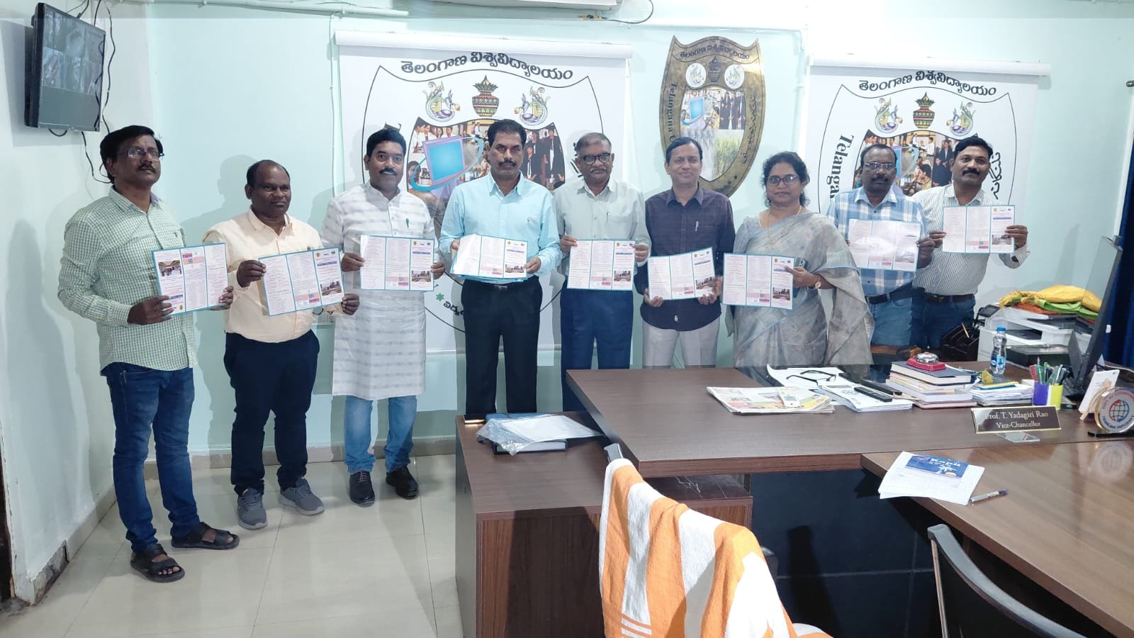 The Vice Chancellor of T.V.V. launched the pamphlets of the national conferences of Telugu and English departments.
