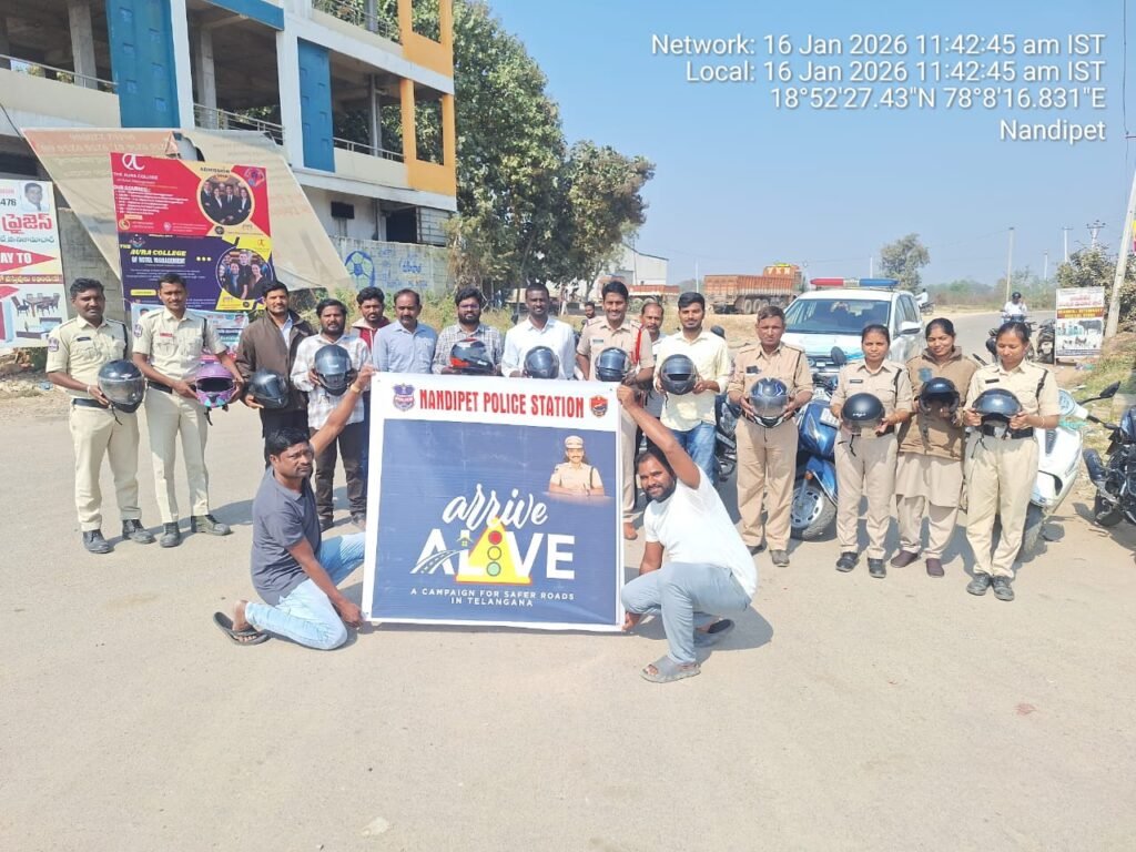 నందిపేట్ పోలీస్ వారి ఆధ్వర్యంలో అరైవ్ అలైవ్ పోగ్రాం