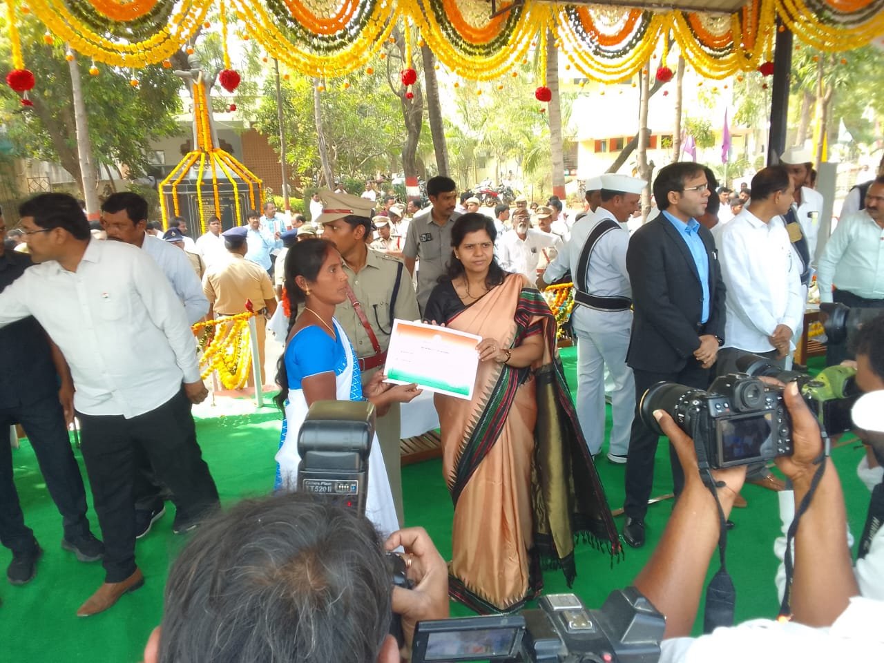 District level award presented by the Collector to Sirnapalli ASHA worker