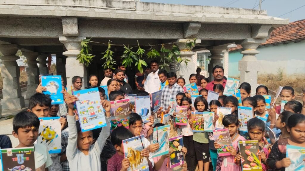 Books and pens are provided to students.
