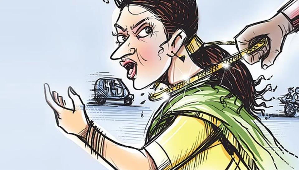 A police officer snatched a gold chain and a cell phone from a medical student