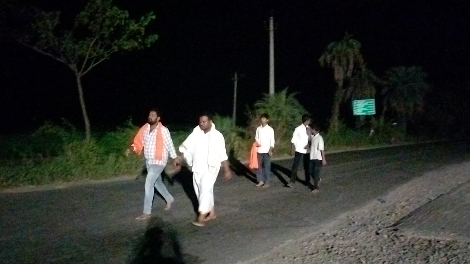 Devotees who traveled to the Shiva temple on foot