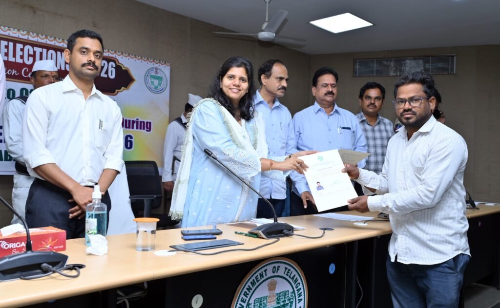 Collector presents certificates to licensed surveyors