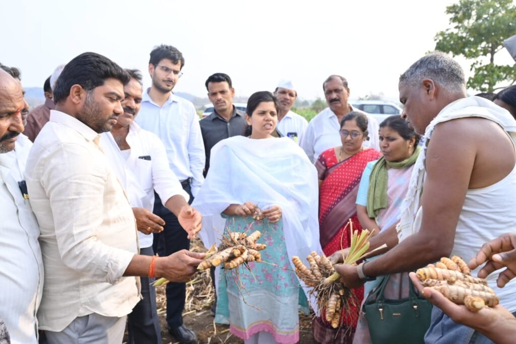 పసుపు పంట క్షేత్రాలను సందర్శించిన కలెక్టర్