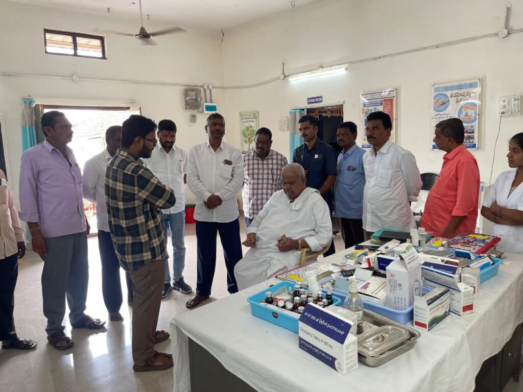 MLA Pocharam conducts surprise inspection of village clinic.