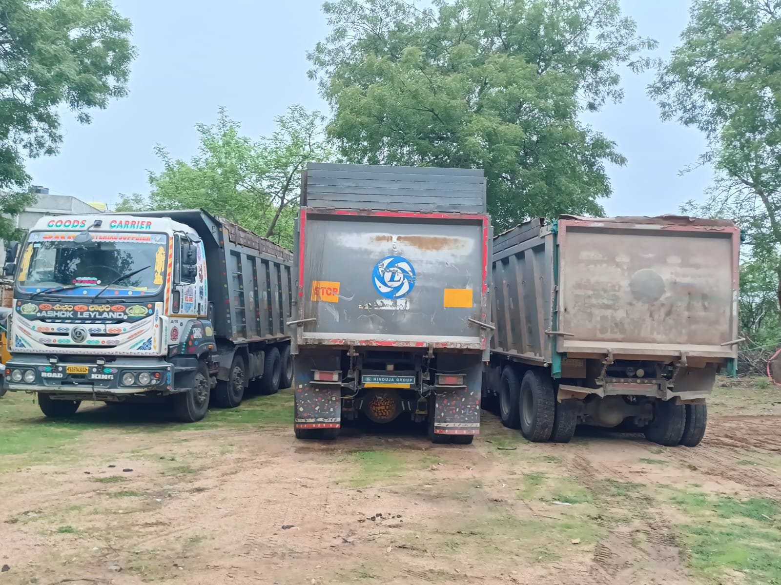 Seizure of three sand-laden lorries being transported illegally.