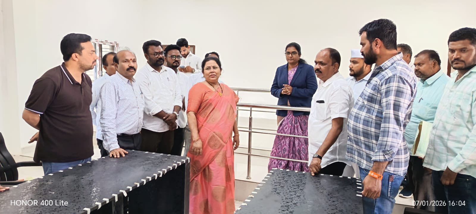 District Judge Bharata Lakshmi inspected the progress of works at the Bheemgal Munsif Magistrate Court.