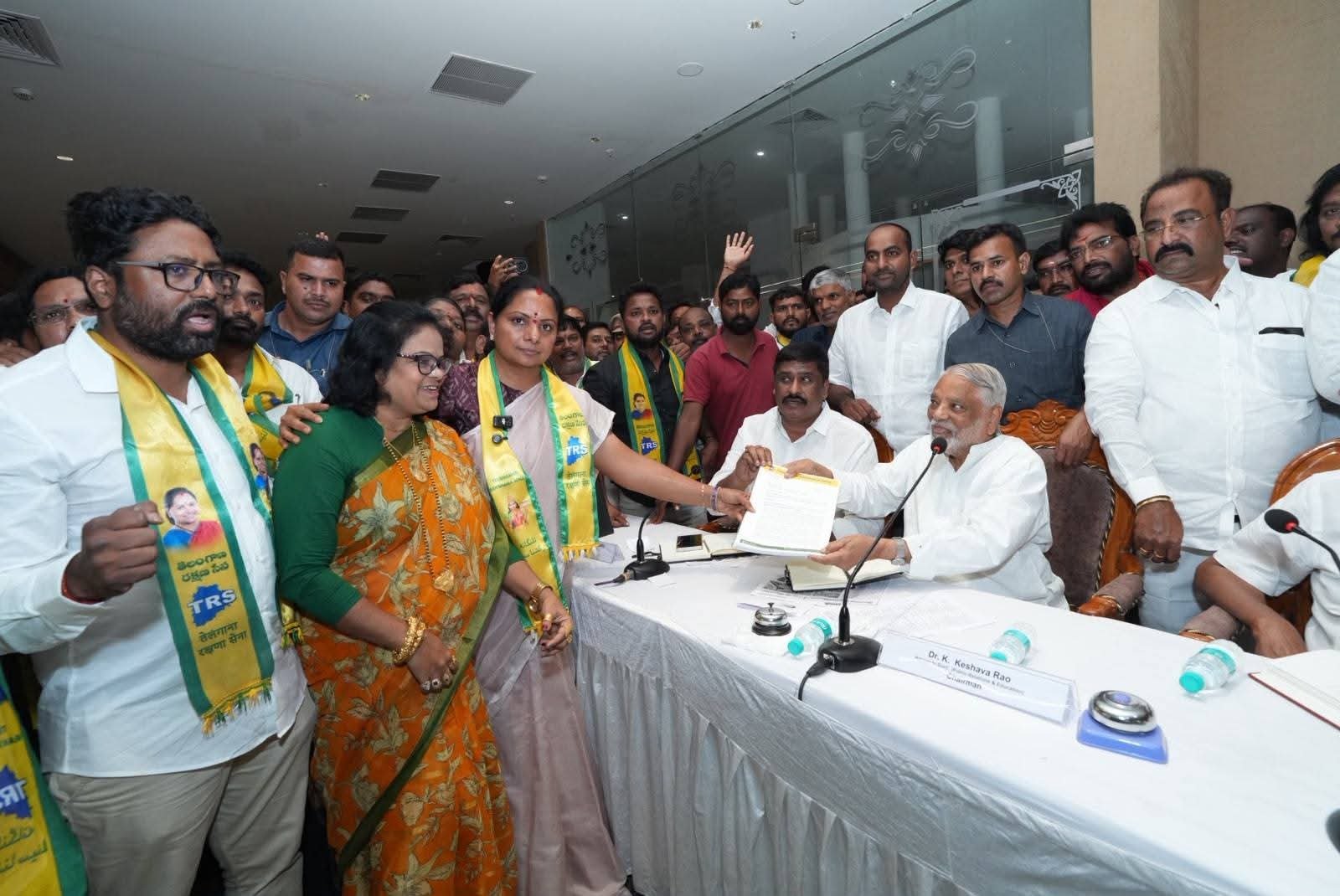 TRS Chief submits report to the Telangana activists' recognition committee.