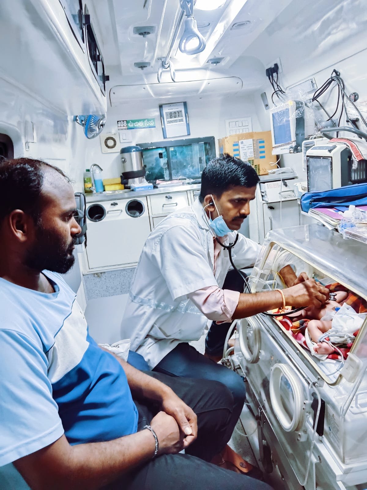 Infant safely transported through the Neonatal 108 initiative.