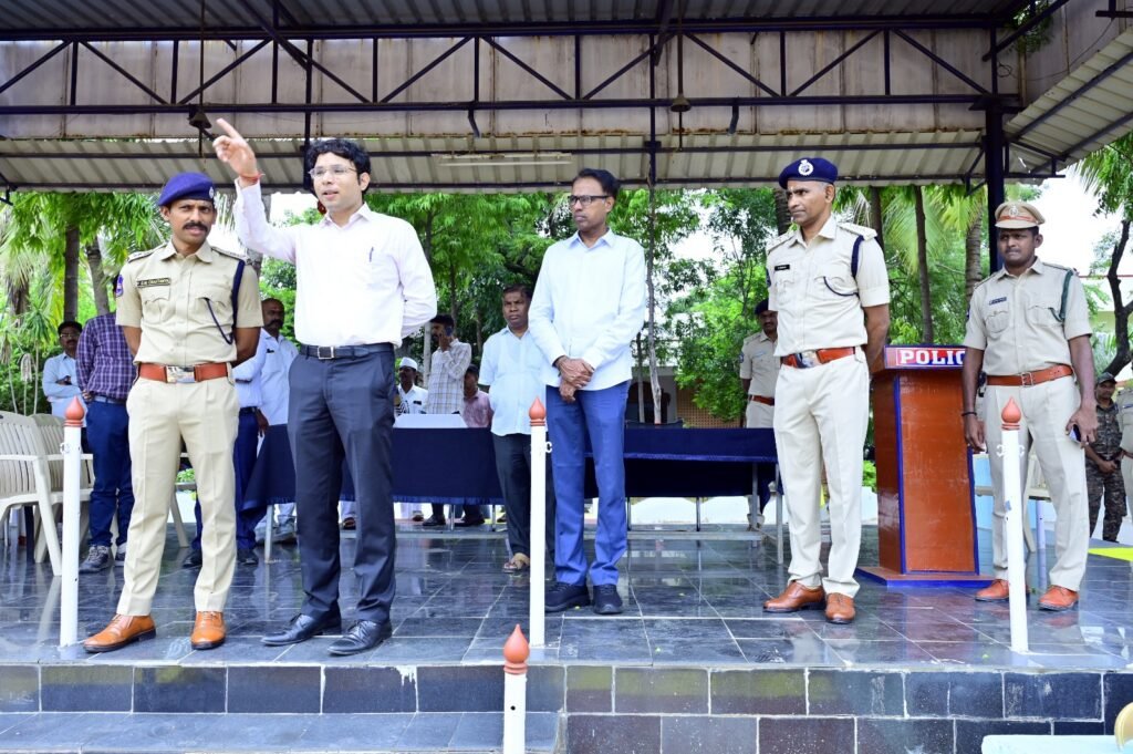Police Parade Ground decked up for the Independence Day celebrations.