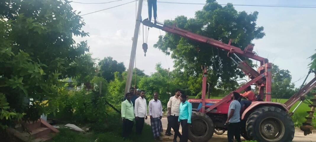 Sarpanch inspecting electrical AB cable works...