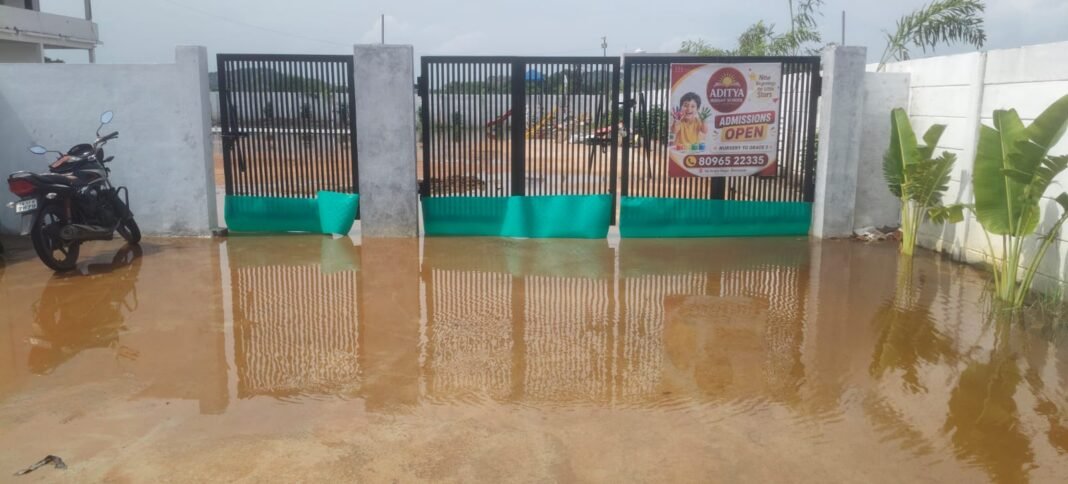 Aditya School submerged in rainwater...