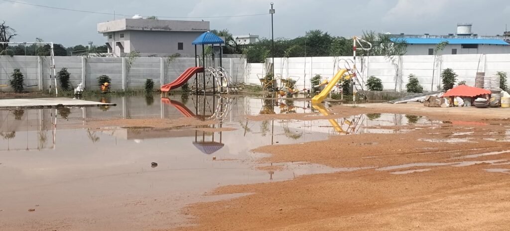 Aditya School submerged in rainwater...