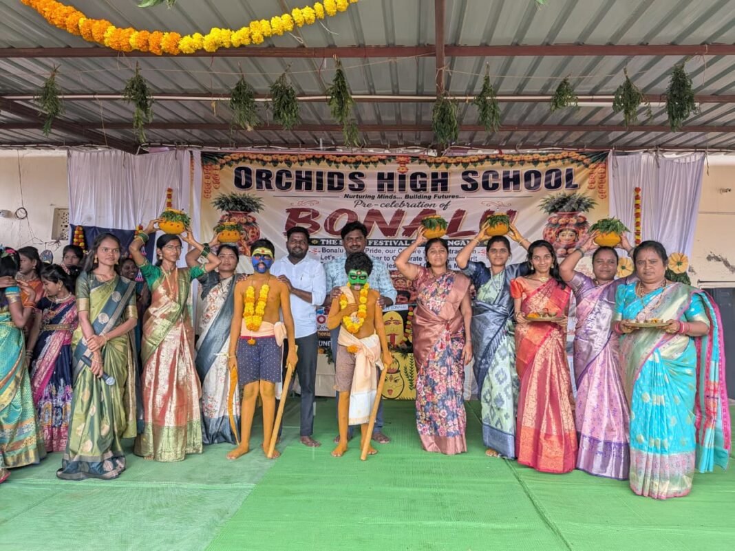 Bonalu festival celebrated grandly at Orchids High School.