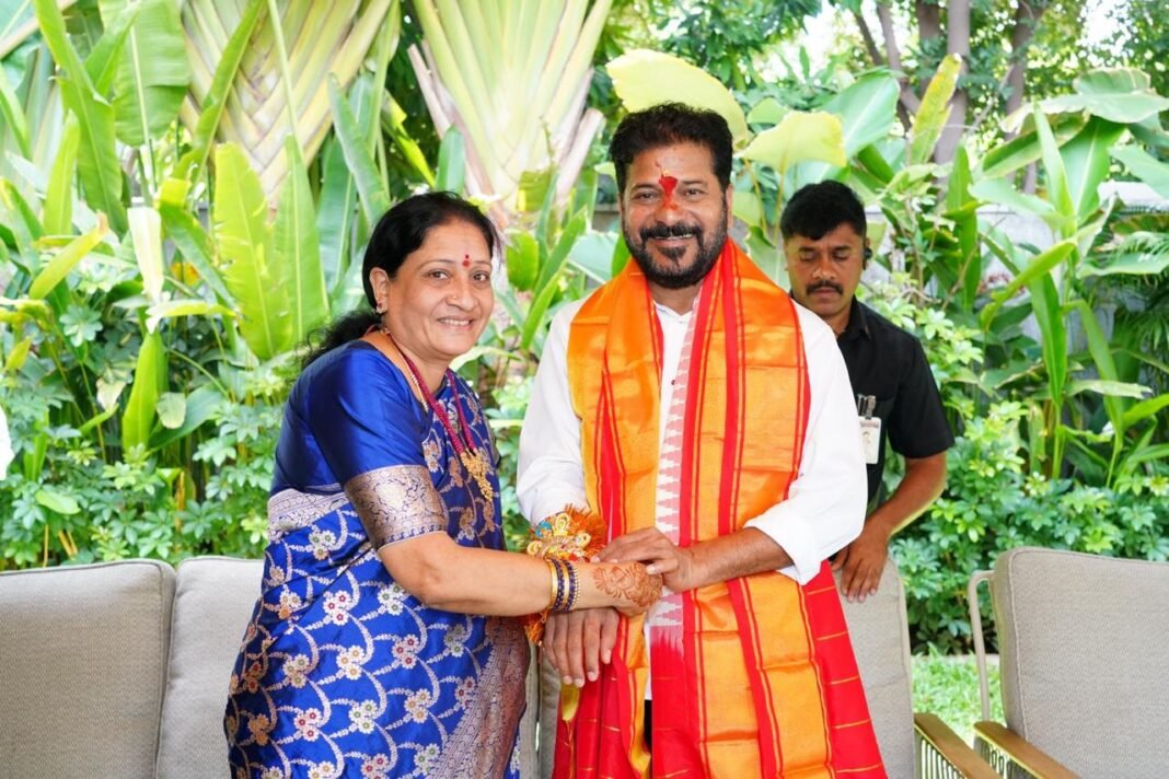 Former MLA Akula Lalitha tied a Rakhi to Chief Minister Revanth Reddy