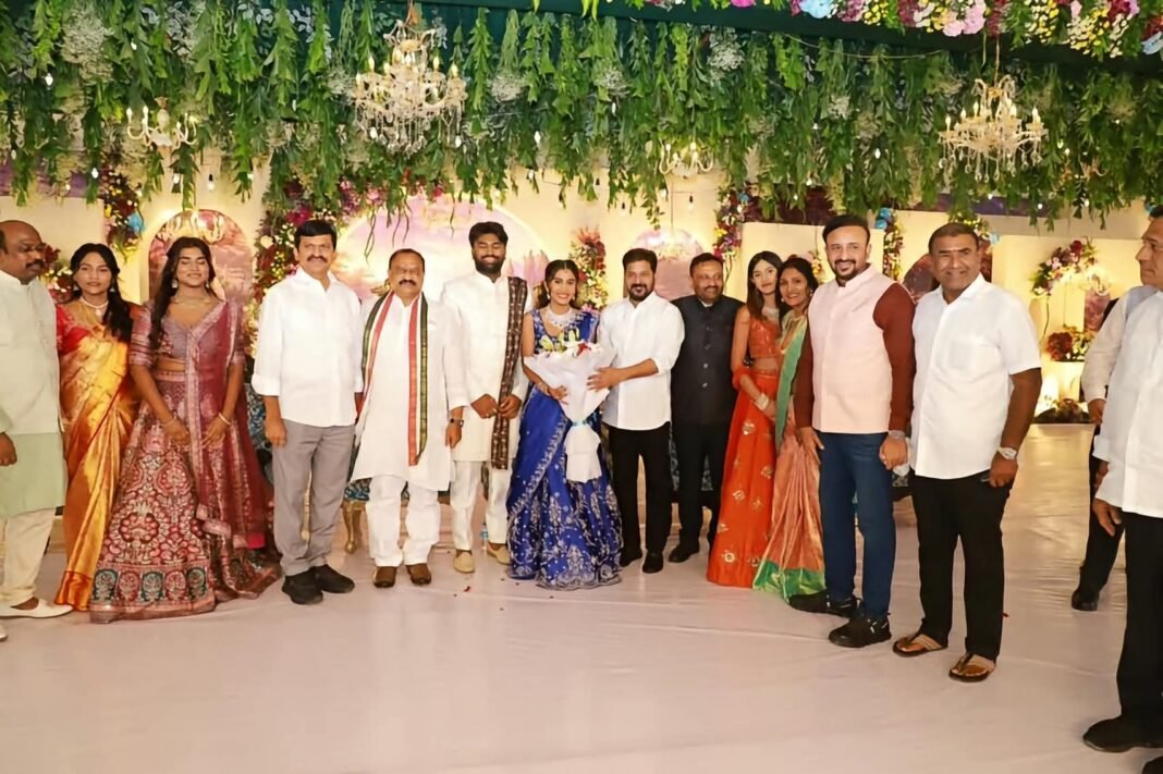 CM Revanth Reddy at the wedding reception of Jukkal MLA's daughter.