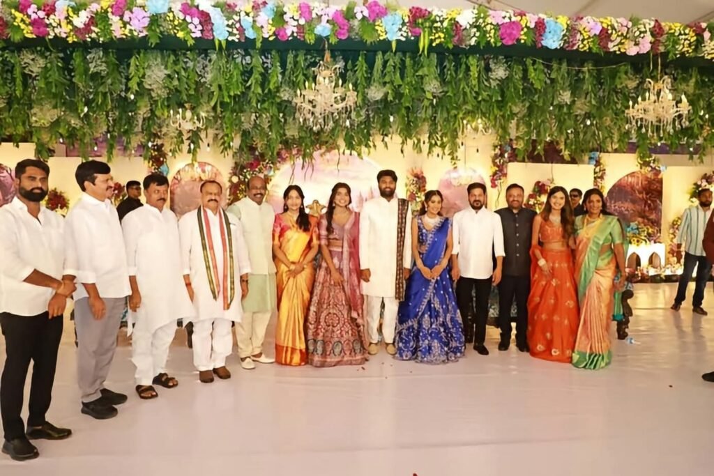 CM Revanth Reddy at the wedding reception of Jukkal MLA's daughter.