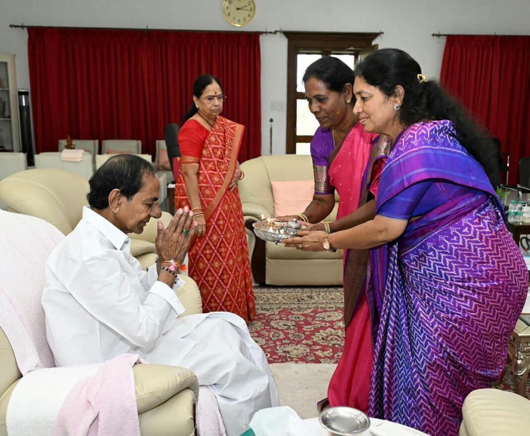 Women leaders tied Rakhis to BRS chief KCR.