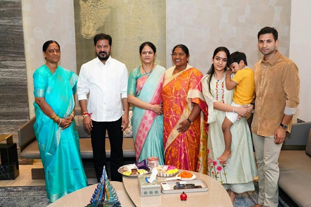 Women ministers tied Rakhis to CM Revanth Reddy.
