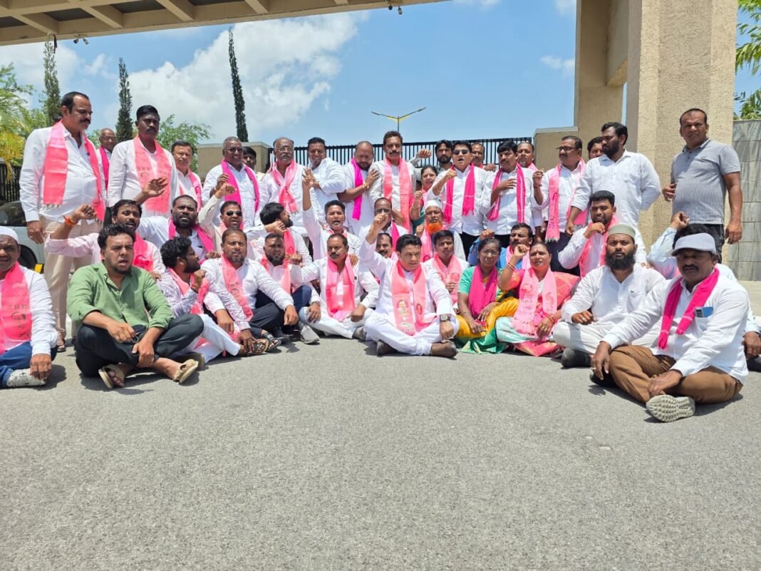 Dharna led by former MLA Bigala Ganesh in front of the Collectorate