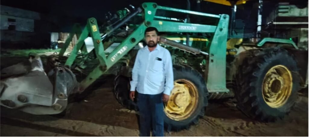 Illegal sand mining in the Manjira River