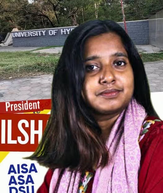 Dilshada Raihan as President of the Hyderabad Central University Students' Union