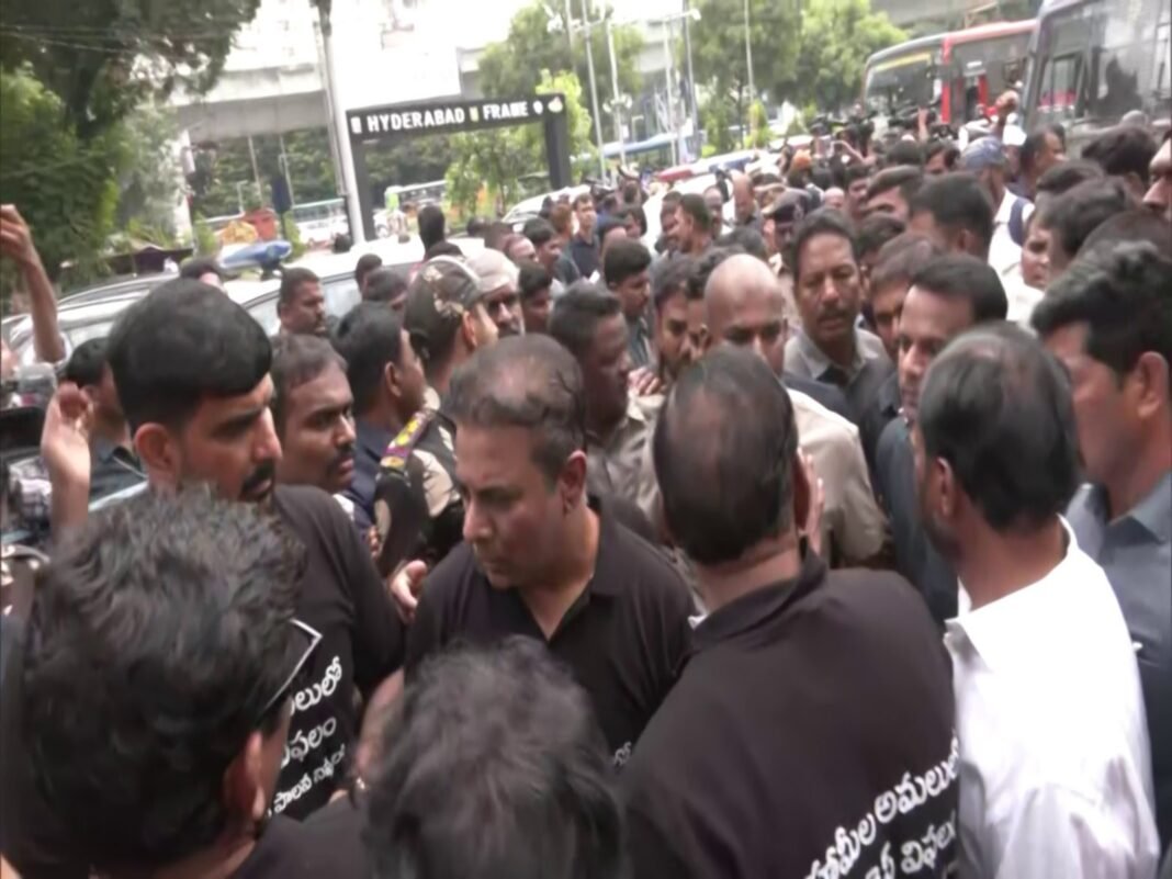 BRS members attended the Assembly session wearing black T-shirts.