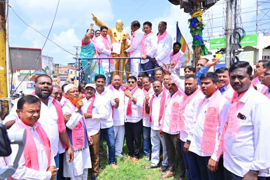 Representation submitted to the Ambedkar statue under BRS leadership.