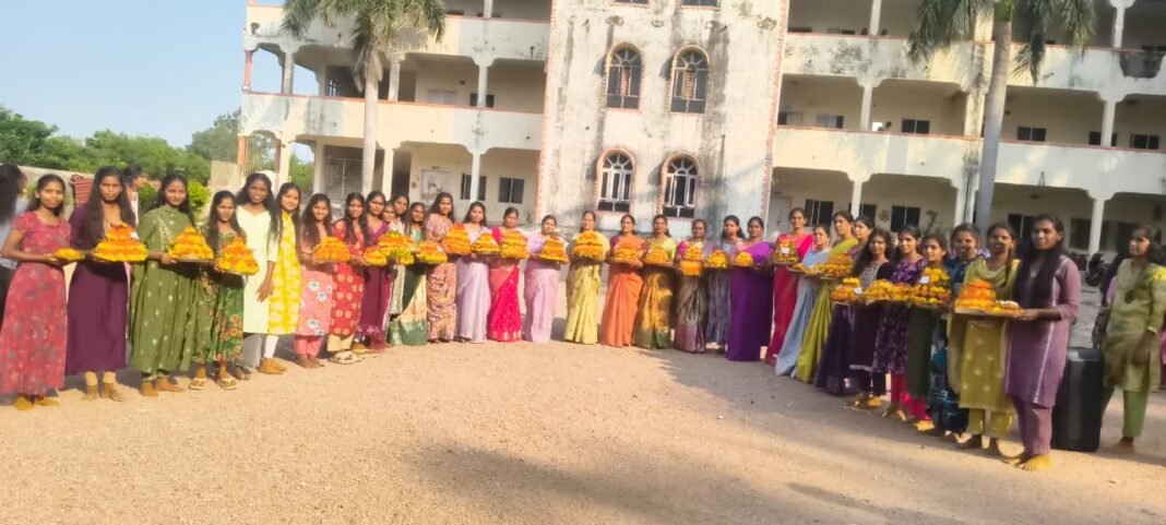 Bathukamma celebrations at the Telangana Social Welfare Residential Women's Degree College.